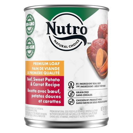 Nourriture humide pour chiens adultes Nutro Pain de viande de première qualité Bœuf, patates douces et carottes 355g