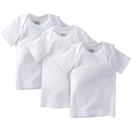 Gerber Newborn Baby Unisex Pullover Short Sleeve Shirt - 3 Pack - White