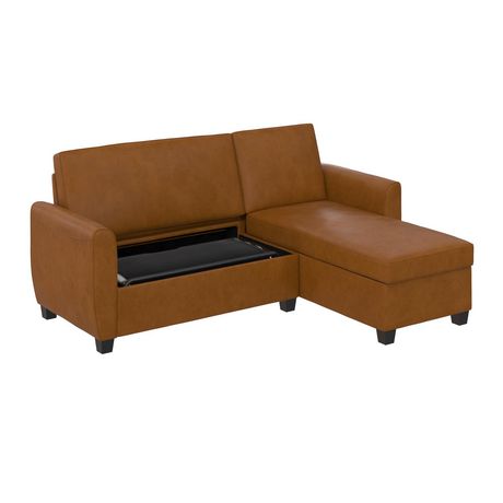 Noah Sectional Sofa Bed With Storage, Dhp Noah Sectional Sofa Bed With Storage Twin Black Faux Leather