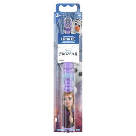 Brosse à dents électrique à pile Oral-B mettant en vedette les personnages de La Reine des neiges de Disney, souple, pour les enfants de 3 ans et plus 1 unité, souple
