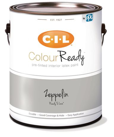 CIL® ColourReady Interior Latex Paint, Zeppelin / Grey, Eggshell, 3.78 ...