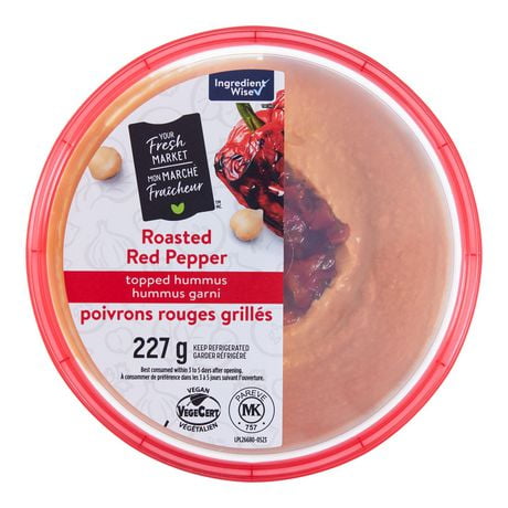 Hummus garni de poivrons rouges grillés Mon marché fraîcheur 227 g
