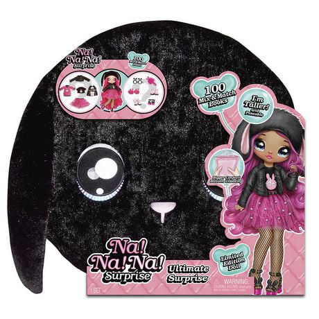 Na Na Na Surprise Ultimate Surprise Black Bunny with New Taller Doll and 100+ Mix & Match Looks
