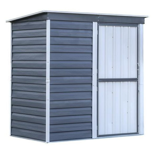 Shed-in-a-Box Steel Storage Shed 6 x 4 ft. Galvanized Charcoal/Cream