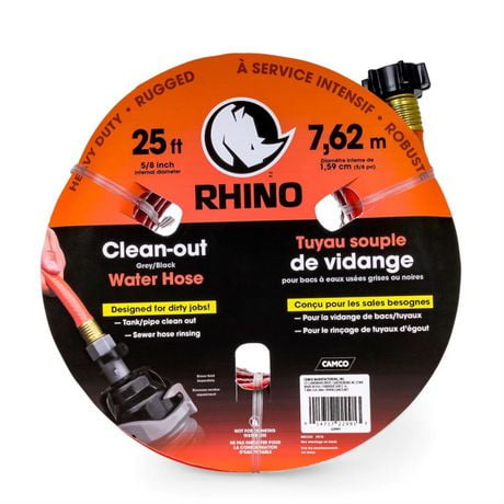 Camco RhinoFLEX 25', tuyau d'arrosage gris/noir Clean Ou