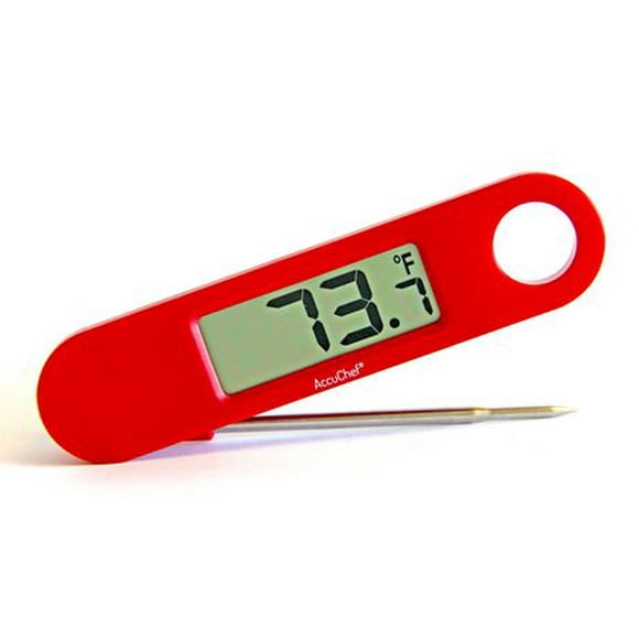 AccuChef Digital Compact Folding Thermometer, Black or Red, Model 2250, Registers Internal Temperature