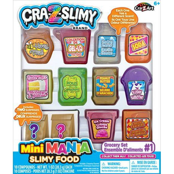 Cra-Z-Art Cra-Z-Slimy Mini Mania Slimy Food Grocery Set 1, Multicolor Slime for Kids, Collectable Slime Kit, Ages 6 and up