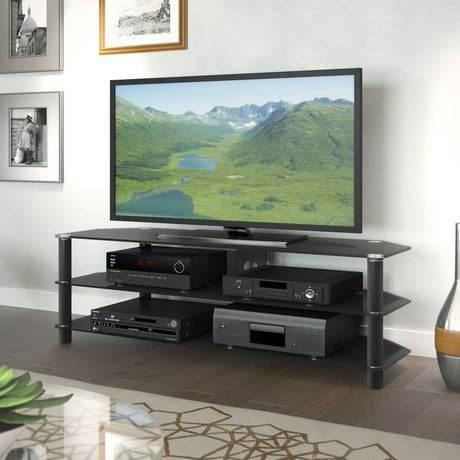 CorLiving Trinidad Black Glass TV/Component Stand for Tv's up to 60 ...