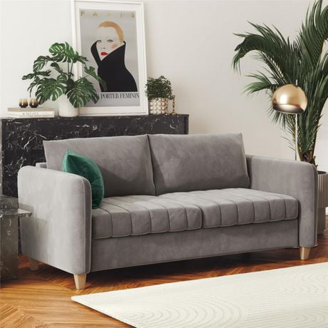 CosmoLiving by Cosmopolitan Coco Channel Tufted Sofa, Ivory Velvet