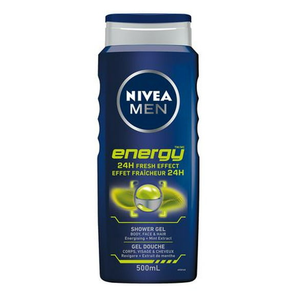NIVEA MEN Energy Body Wash | 3-in-1 Men Shower Gel (Body, Face & Hair), 500 mL