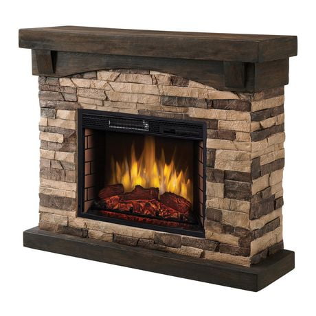 Muskoka 234-159-91 42 Inch Sable Mills Electric Fireplace -Tan Faux Stone Mantel