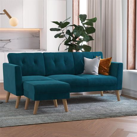 CosmoLiving Gloria Upholstered 3-Seater Sofa, Blue Velvet