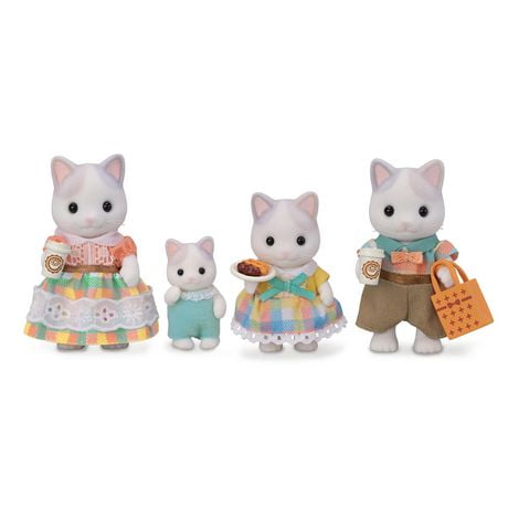 Calico Critters Latte Cat Family, Set of 4 Collectible Doll Figures, 4 Collectible Doll Figures