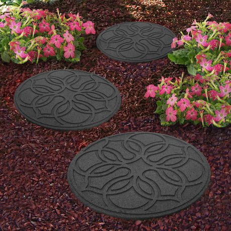 Everleaf Pendant Design Recycled Rubber Stepping Stones, 4-pack