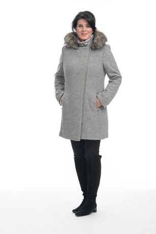 Fen-nelli women's knitted wool coat with faux fur | Walmart Canada