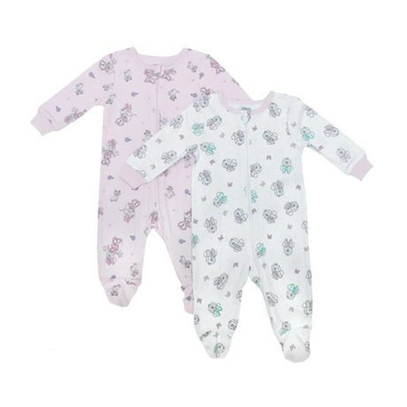 Disney Minnie Mouse Organic Cotton 2pc Footed Sleeper Set for Girls, SIZE: 0M - 6/12M