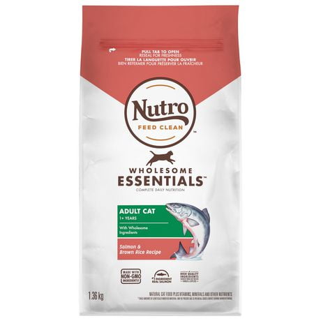 Nourriture sèche naturelle pour chats adultes NUTRO Wholesome Essentials Saumon et riz brun 1,36 - 6,35 kg