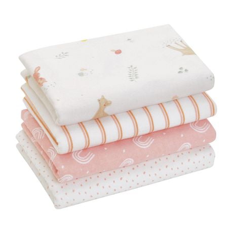 George Baby Flannel Receiving Blankets, Set of 4, organic cotton