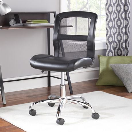 Mainstays Vinyl and Mesh Task Office Chair, Padded seat and back for comfort
