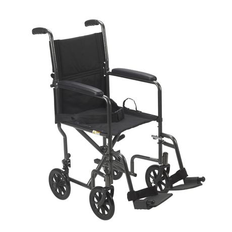 Drive Medical Silver Lightweight Steel Transport Wheelchair, Fixed Full Arms, 19" Seat