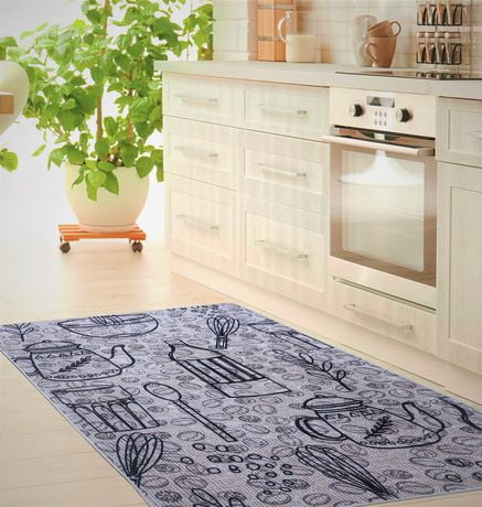 Caricia Home Jea Kitchen Graphic Area Rug, Linen Beige / Black | Walmart Canada