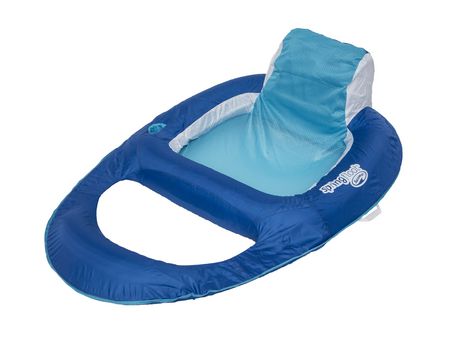 SwimWays Spring Float Recliner Swim Lounger for Pool or Lake Dark Blue/Light Blue 