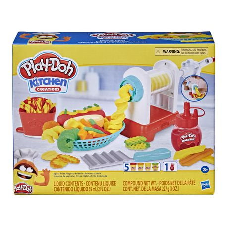 Play-Doh Kitchen Creations Spiral Fries Playset for Kids 3 Years and Up with Toy French Fry Maker, Play-Doh Drizzle, and 5 Modeling Compound Colors, Non-Toxic, Ages 3 years and up