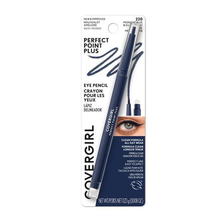 COVERGIRL Crayon Perfect Point Plus, pointe microfine, ligne précise, embout à estompeur intégré pour un look plus doux et fumé, 100% Sans Cruauté Estompeur intégré