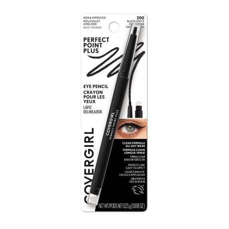 COVERGIRL Perfect Point Plus Eye Pencil, micro-fine point, precise line, built-in smudger tip for a softer, smokier look, 100% Cruelty-Free, Built-in smudger