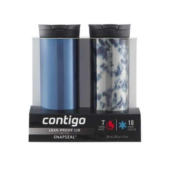 Contigo Huron SnapSeal Tumbler 20 oz 2-Pack, Acid Wash/Blue Corn, 20oz/591mL, BPA Free