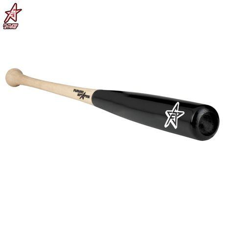 Future Stars 30" Pro-Style Baseball Bat with XL 2.4" Barrel - Two-Tone Natural and Black Wood, 30" -1 Drop