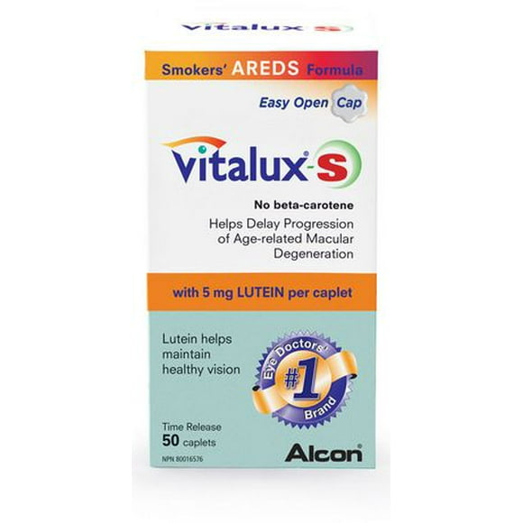 VITALUX®-S, Age-Related Macular Degeneration Supplement with AREDS for Smokers, AMD, 50 Time Release Tablets