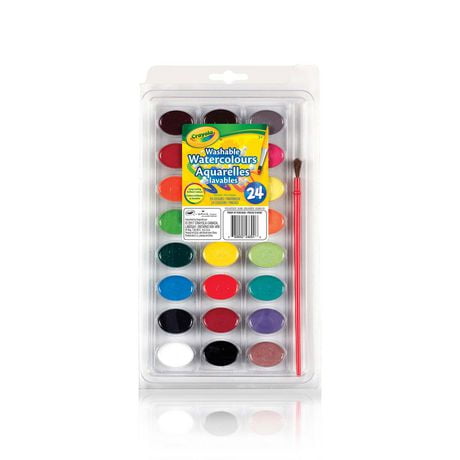 Crayola Washable Watercolour Paints, 24 Count, 24 Paints + 1 Paintbrush