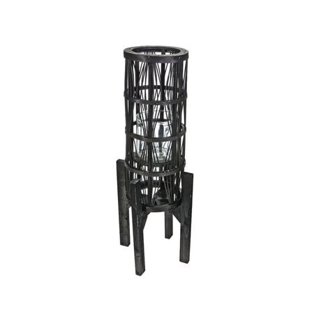 Ih Casa D Cor Round Tall Bamboo Lantern On Stand (Black) Black #