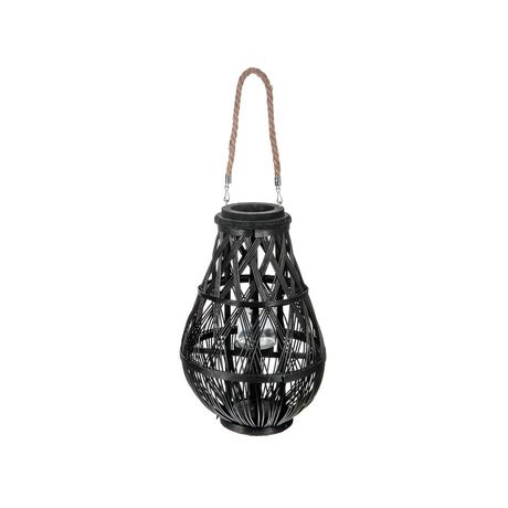 Ih Casa D Cor Hanging Woven Bamboo Lantern (Black) (17") Black #