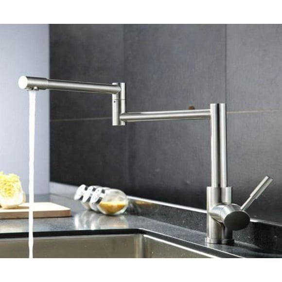 DROP Bath and Kitchen DR091017 Single Hole Stainless Steel Kitchen Sink Faucet with Unique shape in Chrome color
