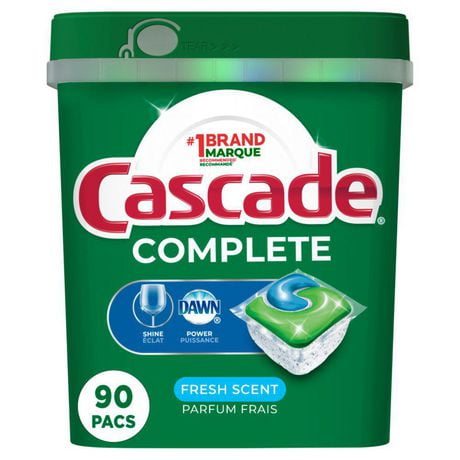 Sachets de détergent pour lave-vaisselle Cascade Complete ActionPacs, parfum Frais 90CT