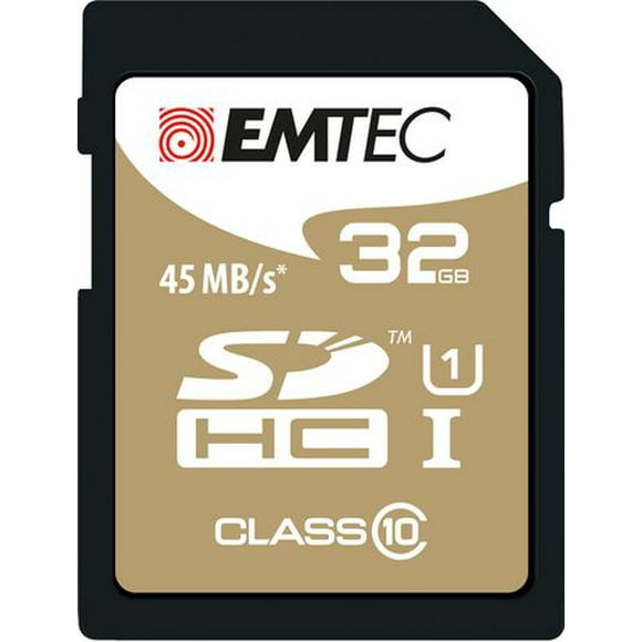 Carte à mémoire SD CL10 U1 d'Emtec de 32 Go de la collection d'or