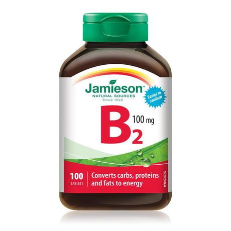 Jamieson Vitamin B2 (Riboflavin) 100mg Caplets, 100 tablets