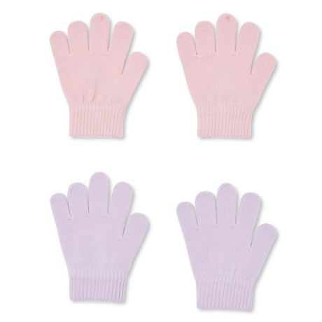2 Pack Girls Mitten Gloves One Size 