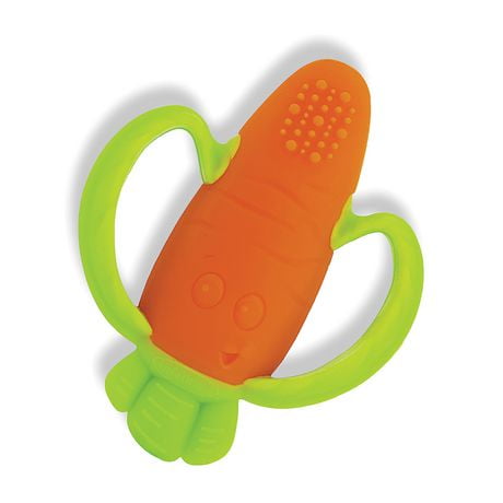 Infantino Lil' Nibbles Textured Baby Teething Toy, Orange Carrot, BPA-free silicone teether