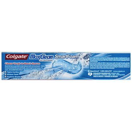 toothpaste foam colgate whitening maxclean effervescent mint smart zoom