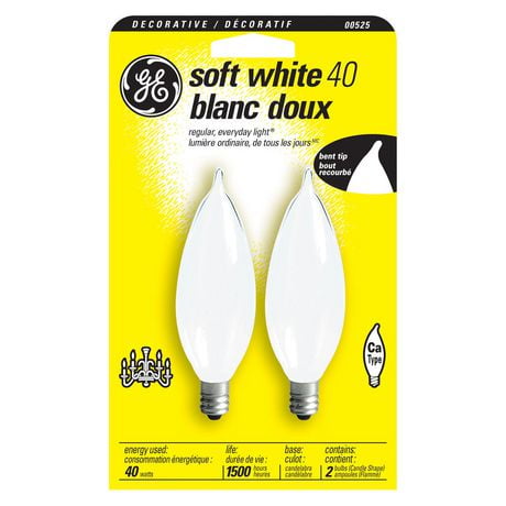 GE 40W Soft White Chandelier Bulbs | Walmart Canada GE 40W Soft White Chandelier Bulbs | Walmart Canada