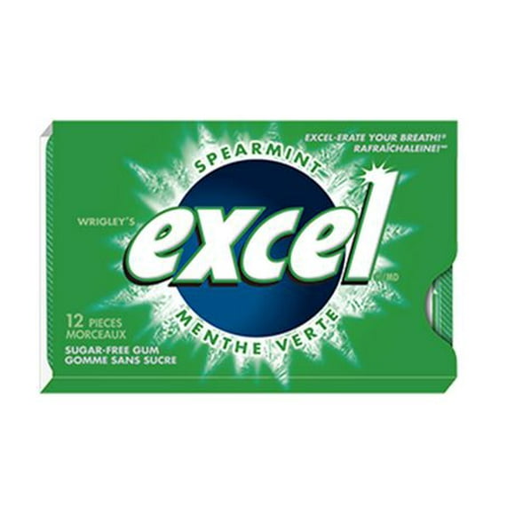 EXCEL, Spearmint Flavoured Sugar Free Chewing Gum, 12 Pieces, 1 Pack, 1 Pack, 12 Pellets