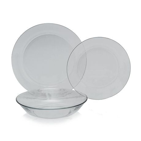 Duralex Lys Clear 18 Piece Dinnerware Set, Service for 6