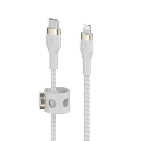 Belkin BOOSTCHARGE PRO Flex USB-C Cable with Lightning Connector 6ft White, Belkin USB-C to LTG 6ft White