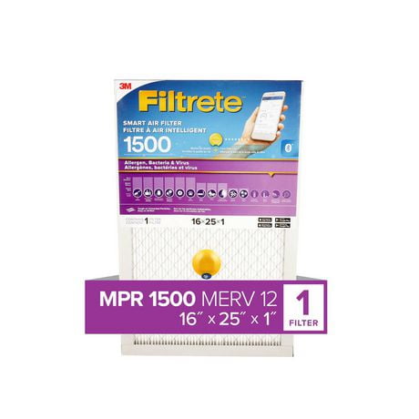 Filtrete™ Smart Allergen, Bacteria & Virus Filter, MPR 1500, 16 in x 25 in x 1 in