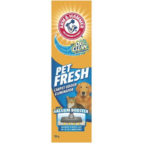 ARM & HAMMER® Plus OxiClean® Pet Fresh® Carpet Odour Eliminator, 700g, Keep pet areas in your home smelling fresh with ARM & HAMMER® Plus OxiClean® Pet Fresh® Carpet Odour Eliminator!