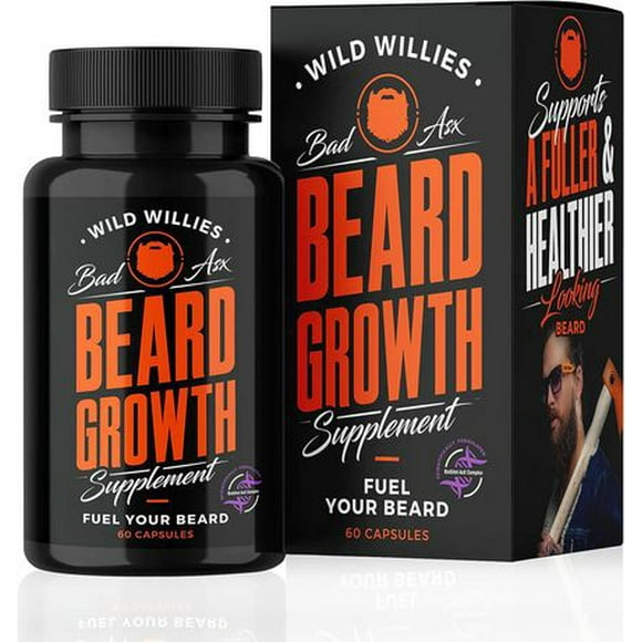 Wild Willies Barbe Supplément de Croissance avec Biositol AsX, 60 Gélules Barbe Supplément de Croissance
