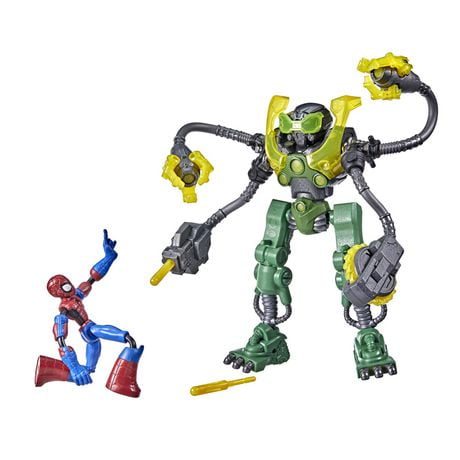 Marvel Spider-Man Bend And Flex Spider-Man Vs. Ock-Bot, 6-inch Spider-Man Action Figure, 10-Inch Ock-Bot With 2 Projectiles, Ages 4 And Up